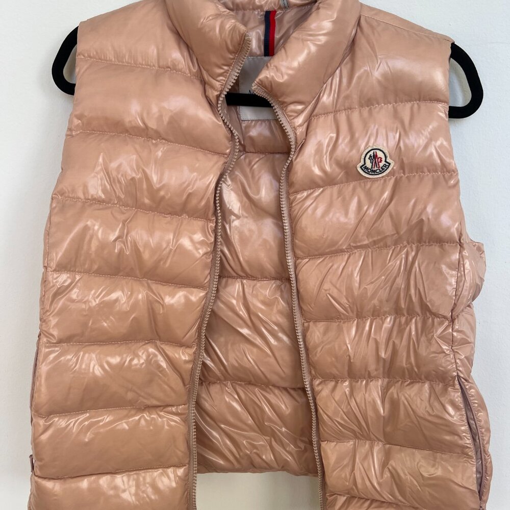 Moncler Ghany Quilted Puffer Vest Size 2 (Fits S/M) Blush.